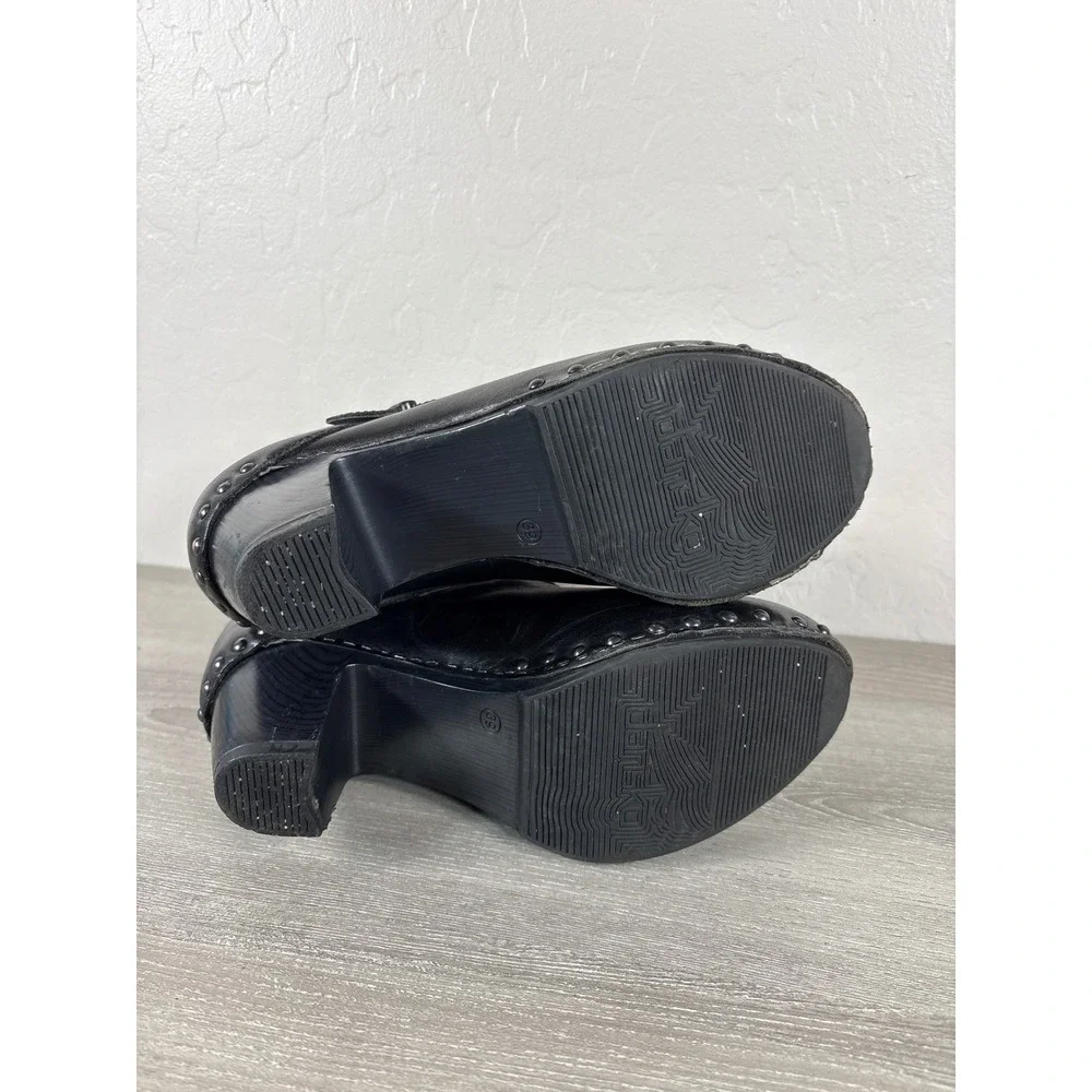 Dansko Black Leather Clog Ankle Boots Buckle Studded Block Heel Size 39 - Picture 8 of 8